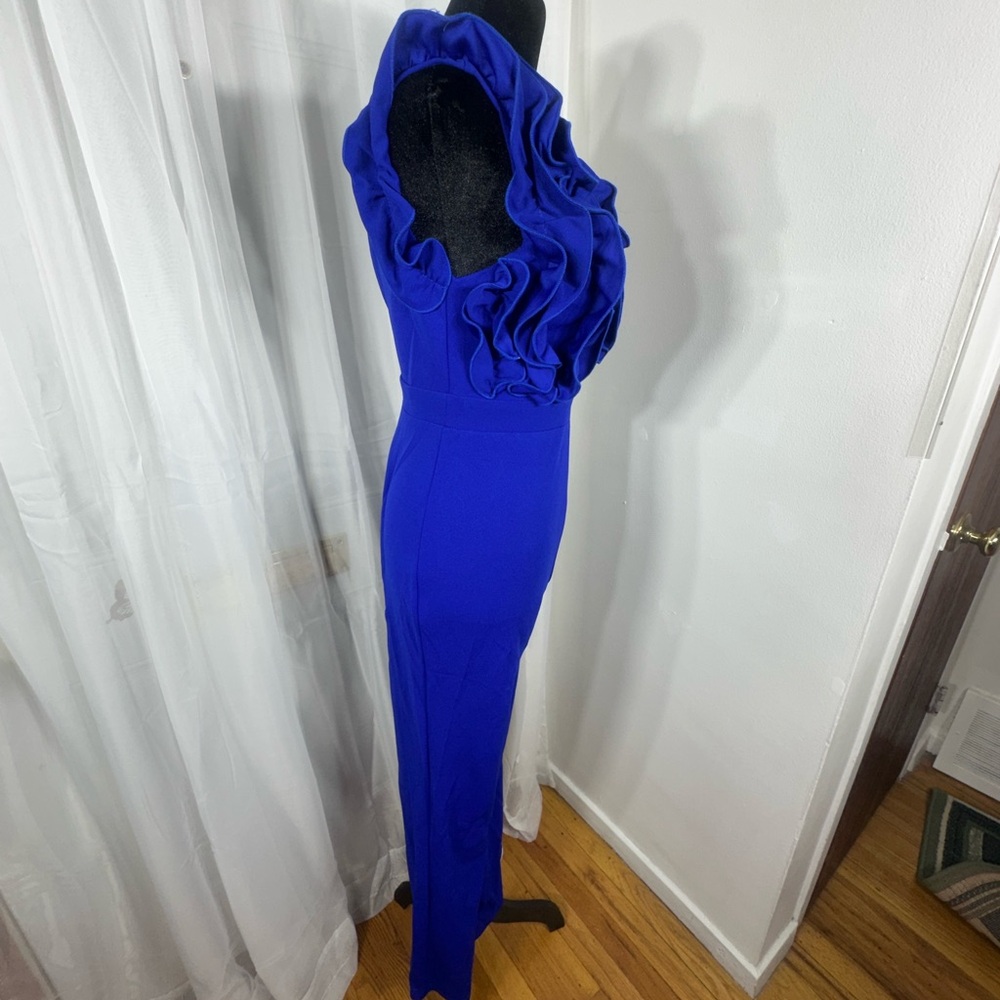 Elegant Blue Ruffled Jumpsuit - Picture 6 of 6